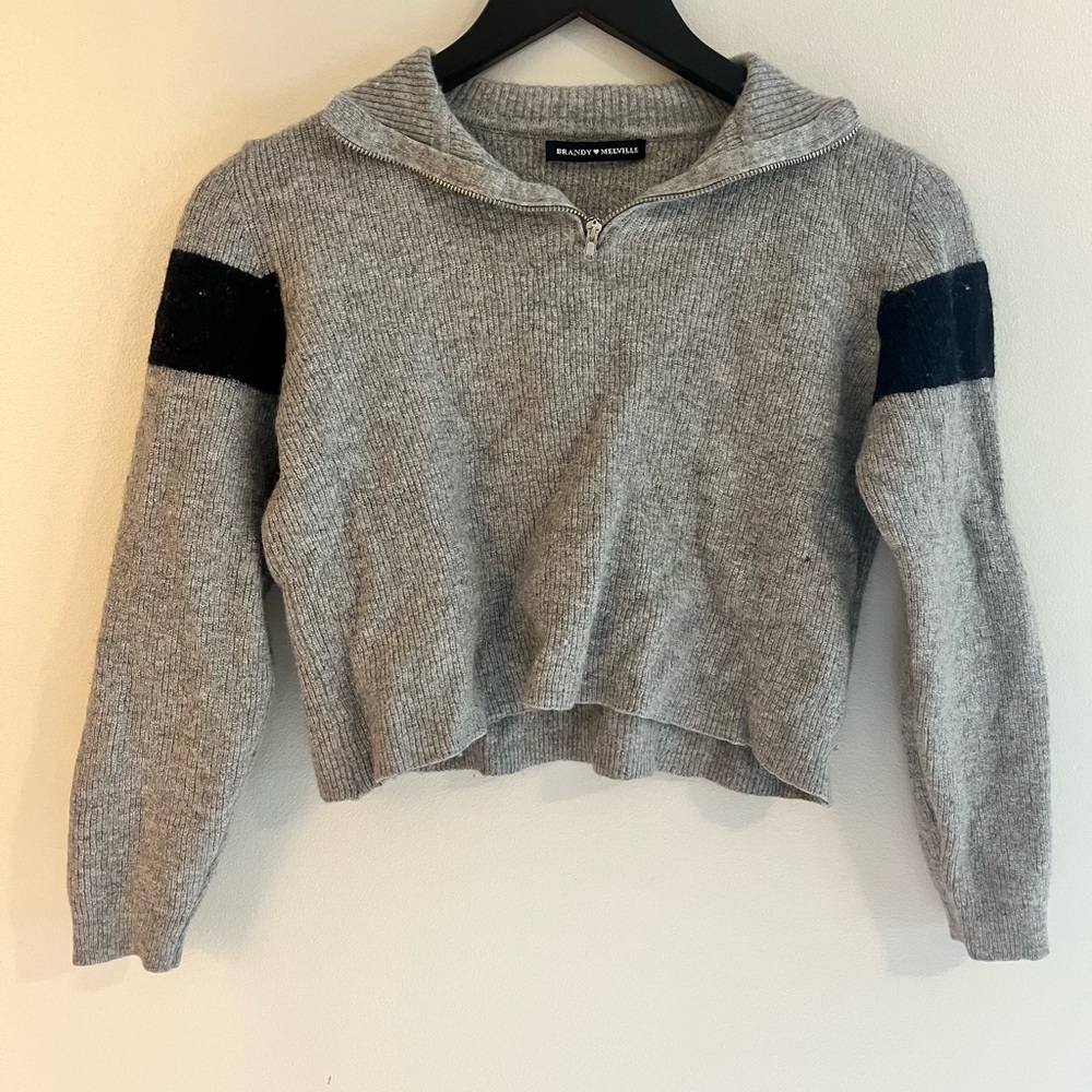 Brandy Melville Gray Sweater with Black Accents
